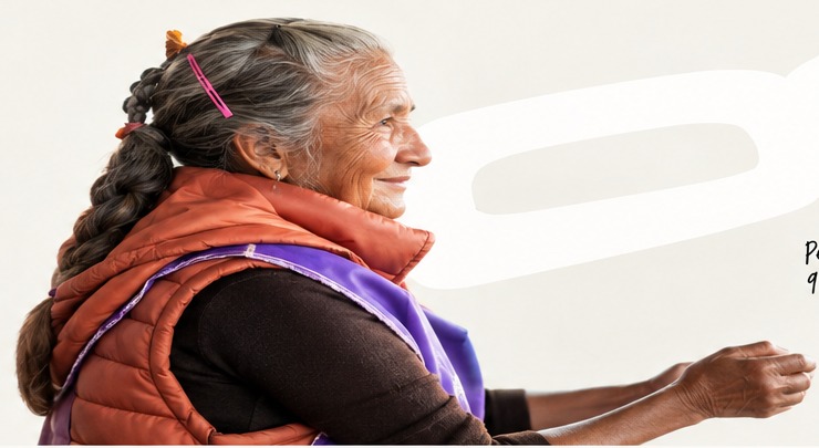 Persona sonriente en una escena cotidiana de comunidad